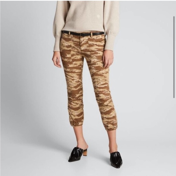 NILI LOTAN Cropped French Military Pants Khaki Tiger Camo - Picture 4 of 10